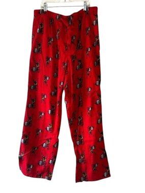 Old Navy Red Reindeer Print Pajama Pants Size Large Drawstring Waist